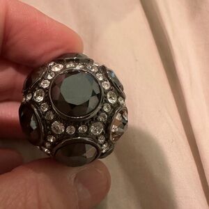 HENRI BENDEL Black and Silver Statement Ring